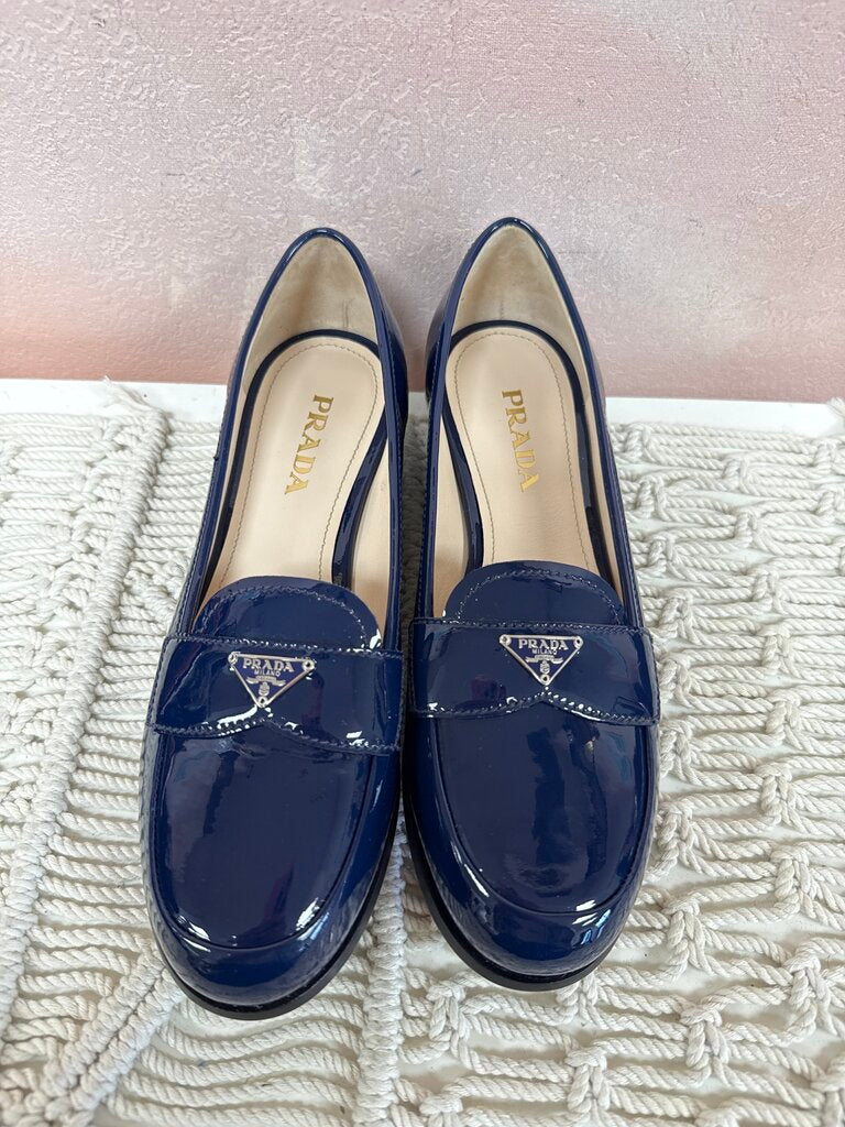 Prada Blue Patent Loafer NWT