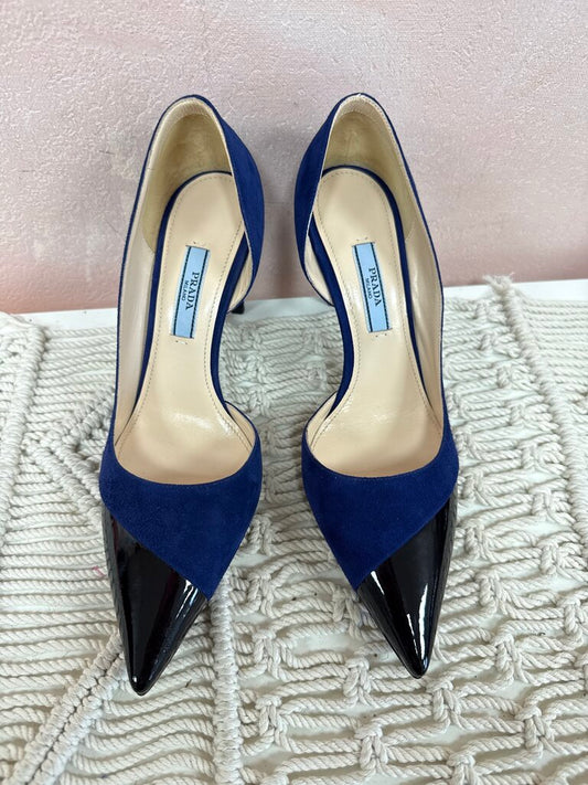 Prada Blue Patent and Suede Pump NWT