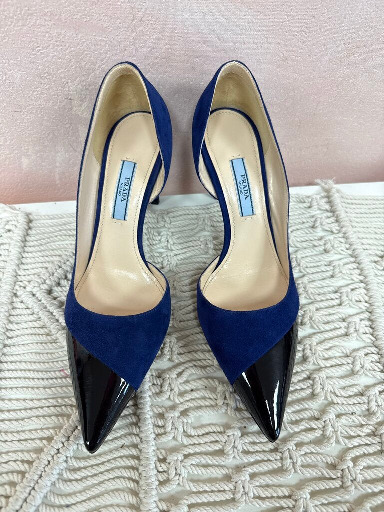 Prada Blue Patent and Suede Pump NWT