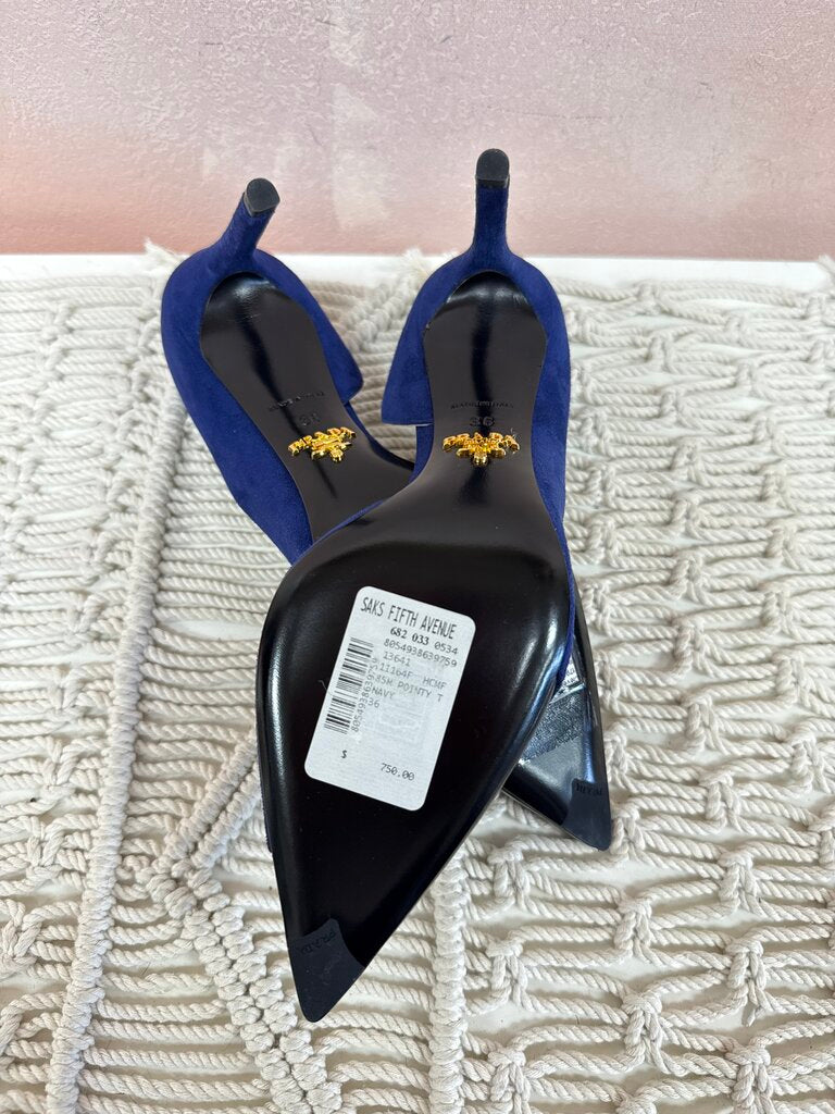 Prada Blue Patent and Suede Pump NWT