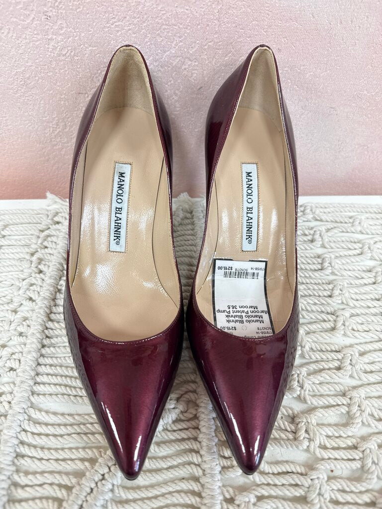 Manolo Blahnik Maroon Patent Pump