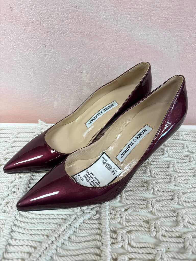 Manolo Blahnik Maroon Patent Pump