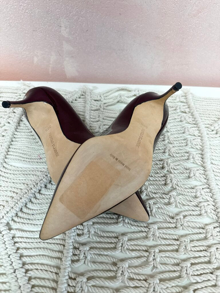 Manolo Blahnik Maroon Patent Pump