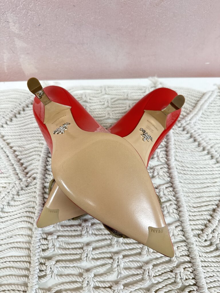 Prada Red Patent and Crystal Pump NWT