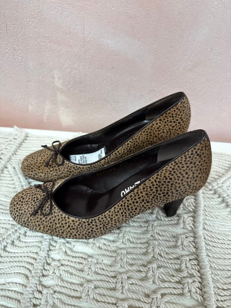 Ferragamo Animal Print Calf Hair Pump NWT