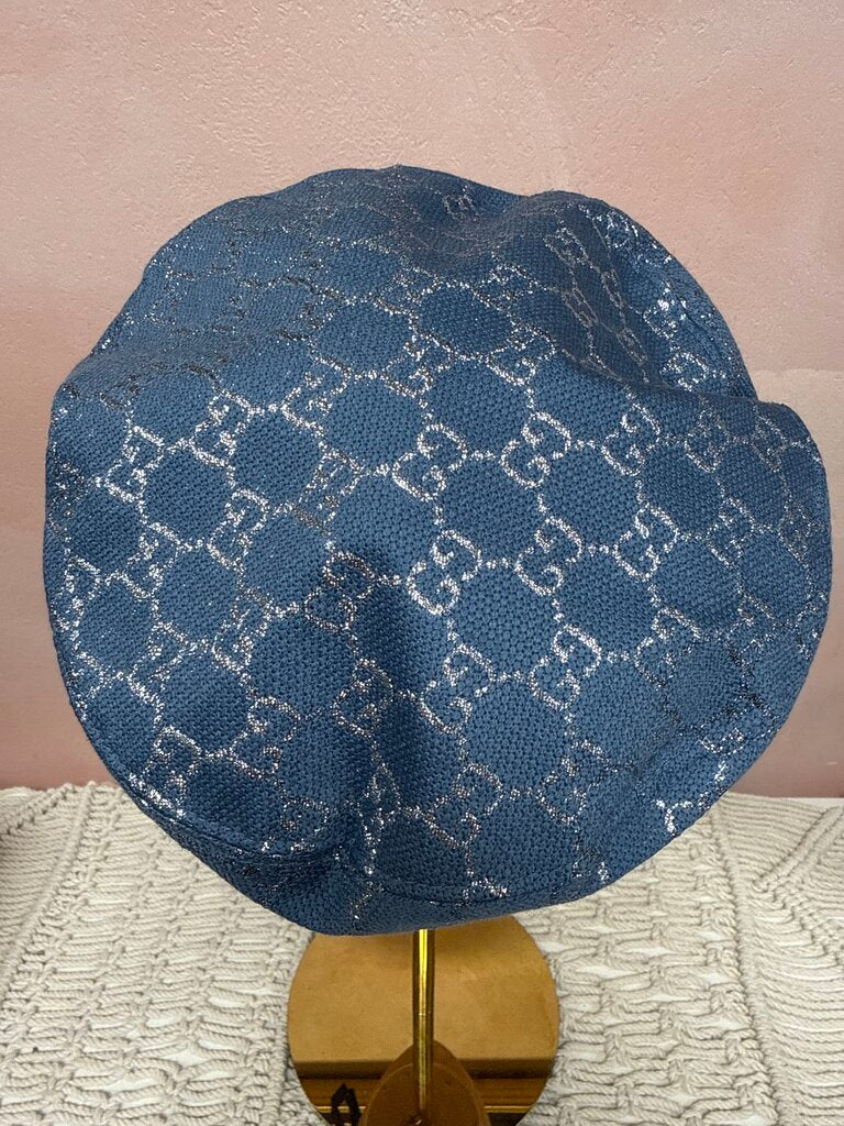 Gucci Blue Metallic GG Beret Hat