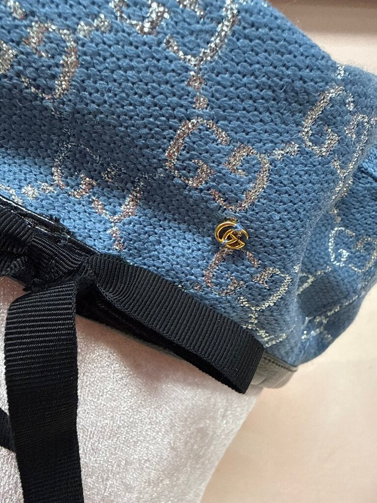 Gucci Blue Metallic GG Beret Hat