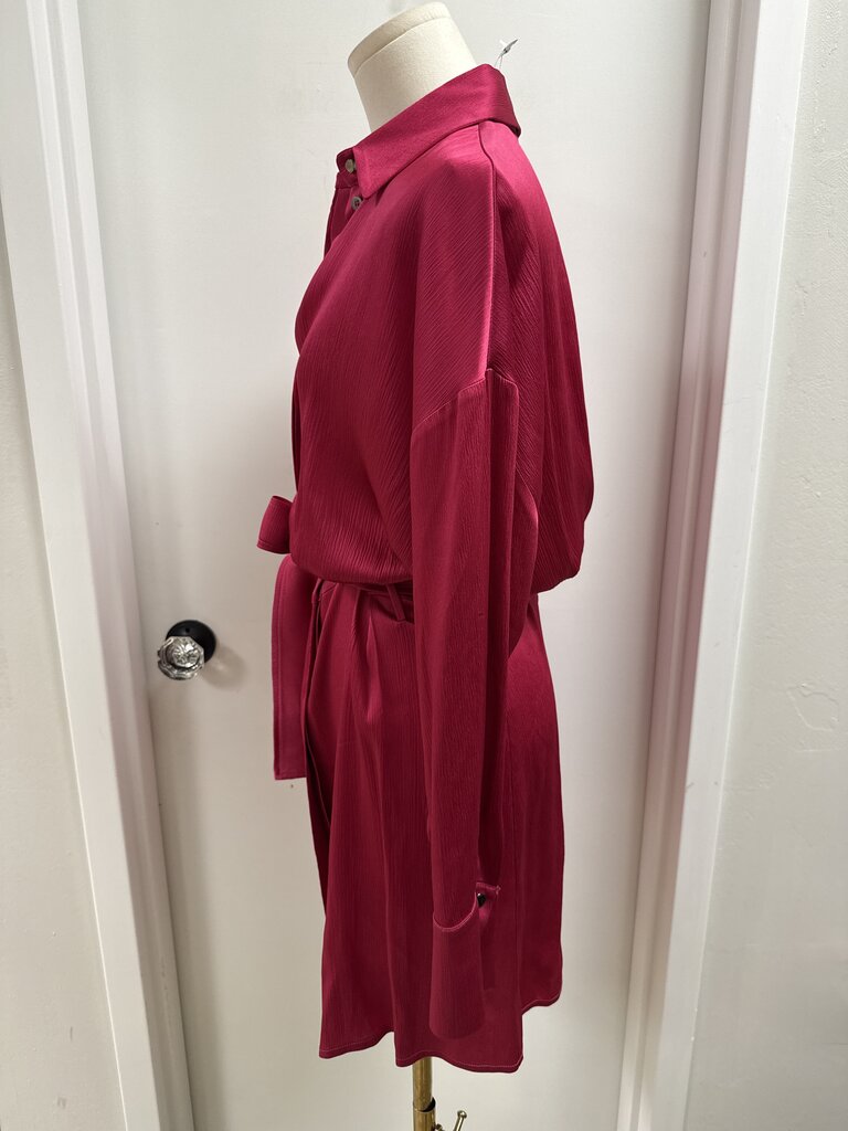 Beatrice B Fuchsia Crepe Belted Dress