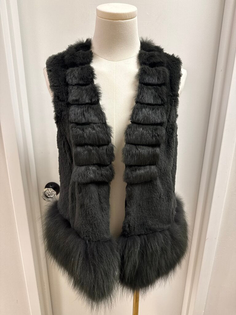Ashley B Grey Rabbit Fur Vest