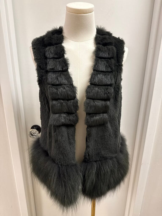Ashley B Grey Rabbit Fur Vest