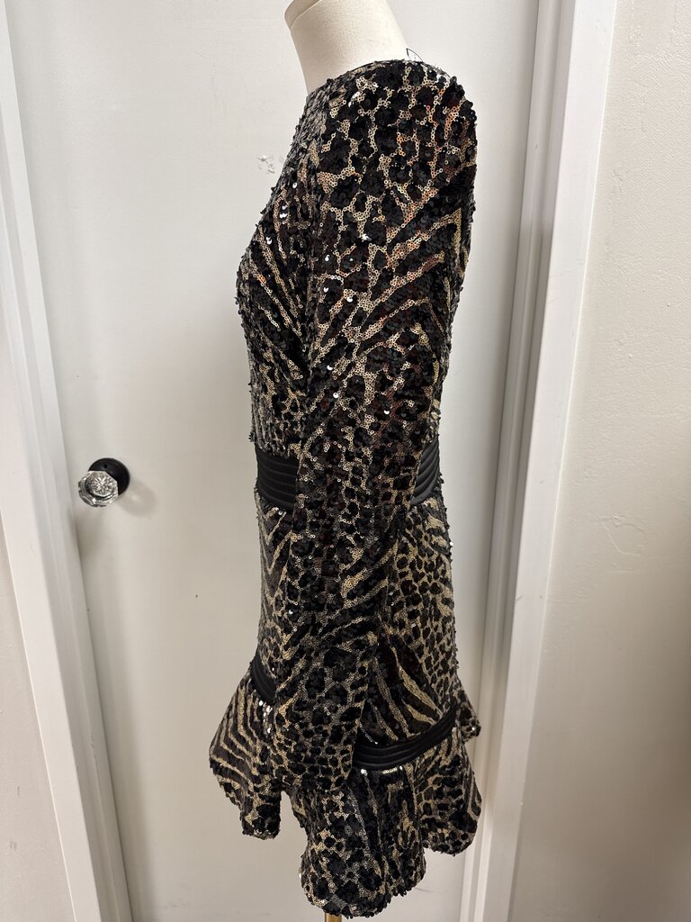 Zhivago Black and Gold Sequin Cocktail Dress