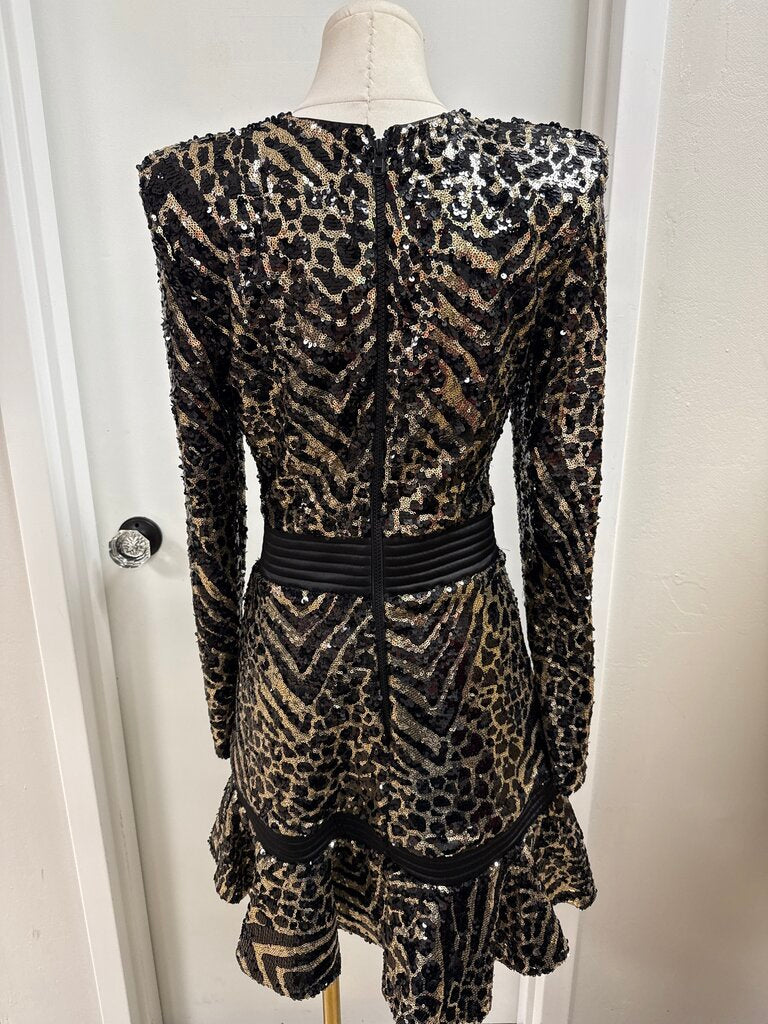 Zhivago Black and Gold Sequin Cocktail Dress