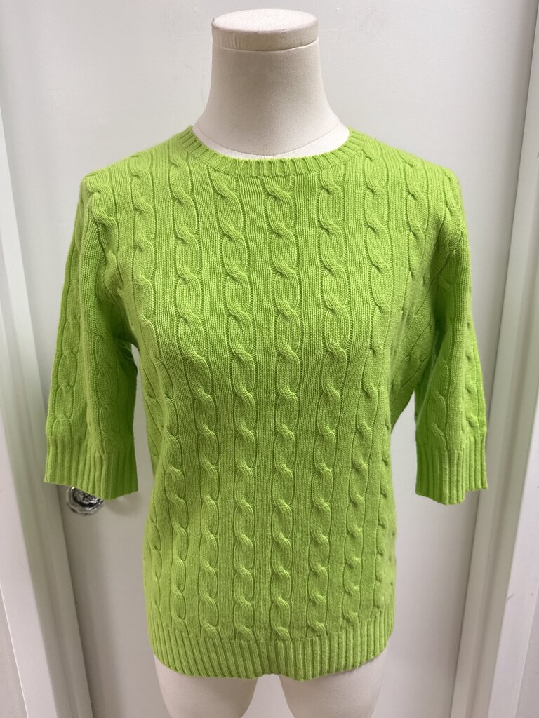 Ralph Lauren Lime Cable Knit Cashmere Sweater NWT