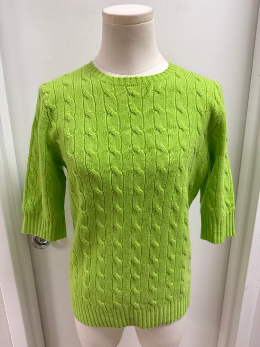 Ralph Lauren Lime Cable Knit Cashmere Sweater NWT