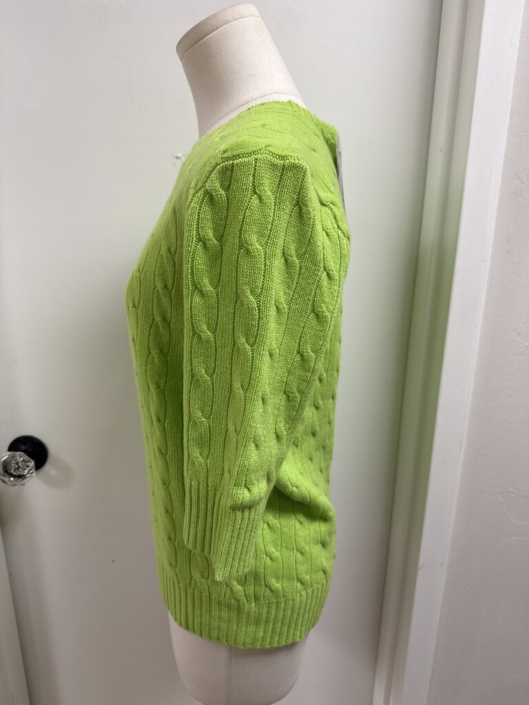 Ralph Lauren Lime Cable Knit Cashmere Sweater NWT