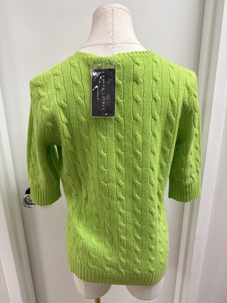 Ralph Lauren Lime Cable Knit Cashmere Sweater NWT