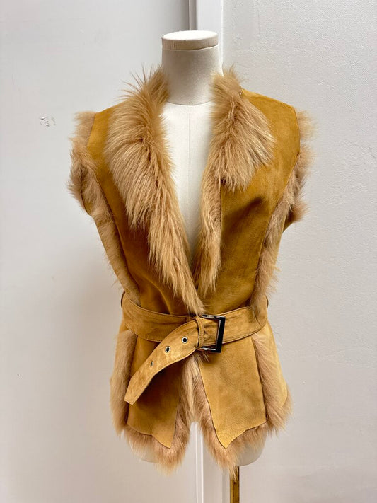Katherine Kelly Tan Shearling and Lamb Fur Vest