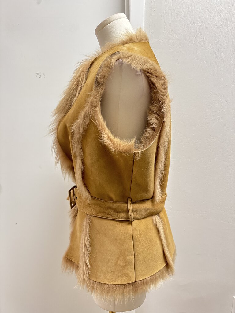 Katherine Kelly Tan Shearling and Lamb Fur Vest