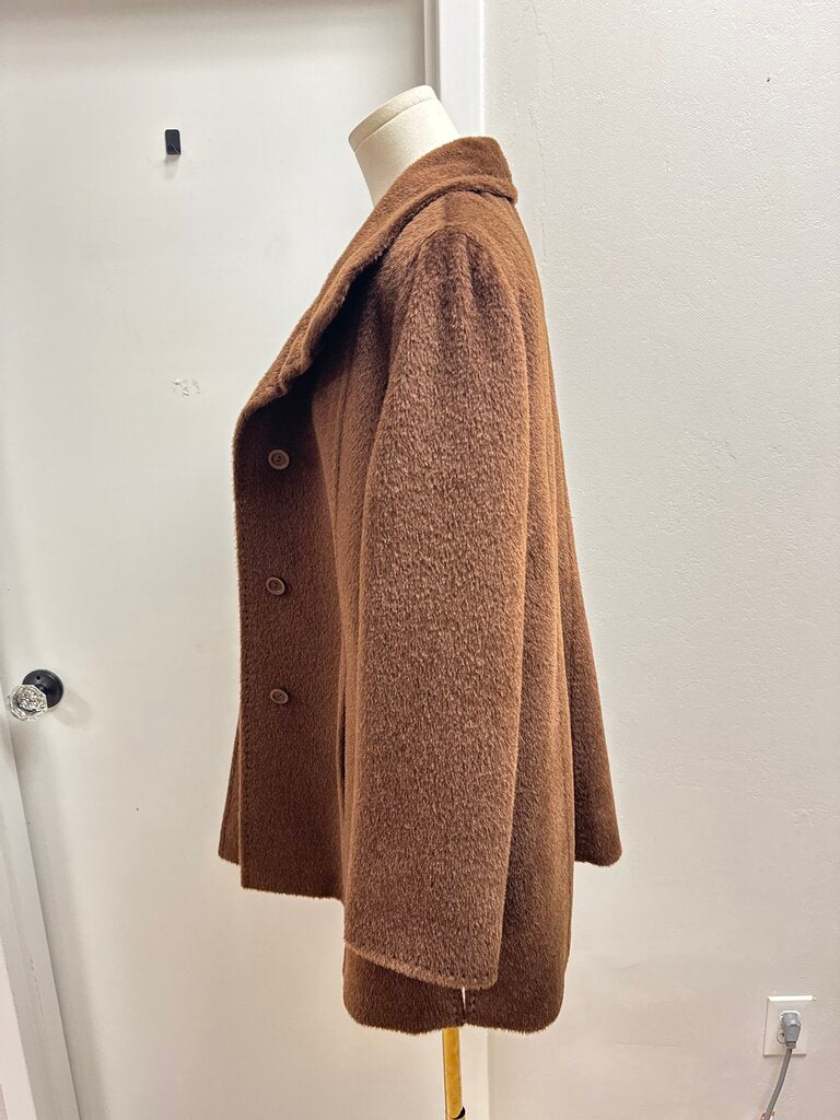 Cinzia Rocca Brown Baby Llama Blend Overcoat NWT