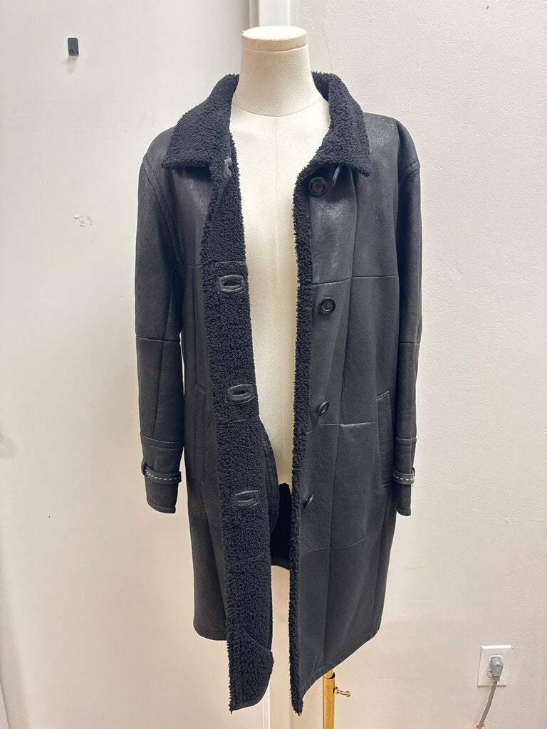 Christ Black Shearling Overcoat