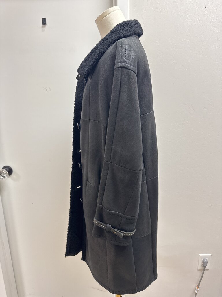 Christ Black Shearling Overcoat