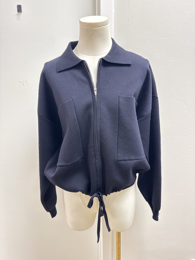 Theory Blue Cropped Zip Jacket