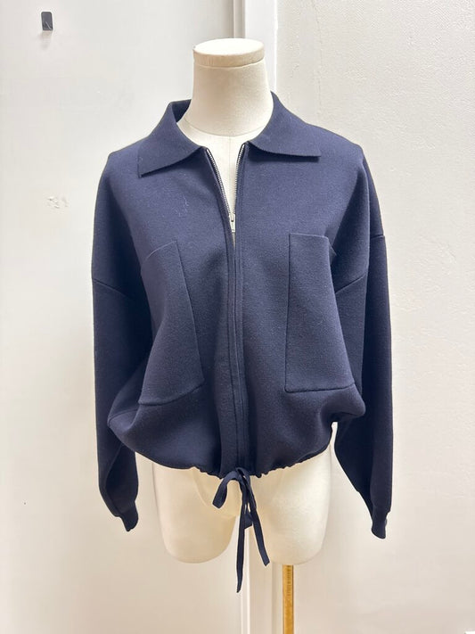 Theory Blue Cropped Zip Jacket