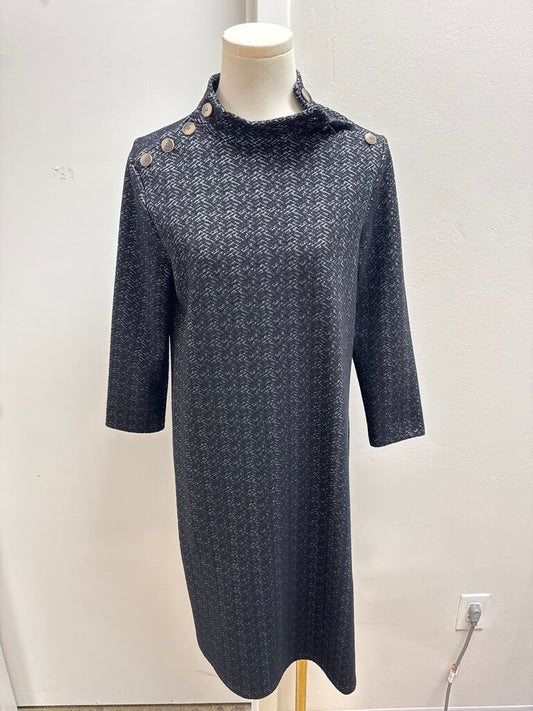 J McLaughlin Black and White Knit Mock Neck Dress