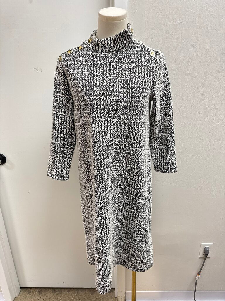 J McLaughlin White and Black Knit Mock Neck Dress