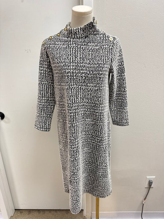 J McLaughlin White and Black Knit Mock Neck Dress
