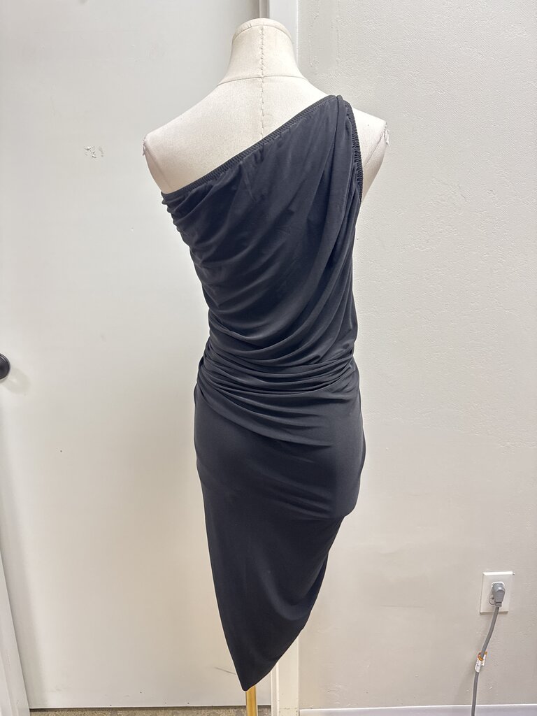 Norma Kamali Black Jersey Ruched One Shoulder Dress NWT