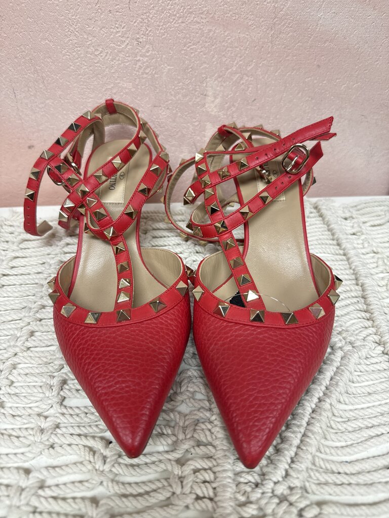 Valentino Red Rockstud Ankle Strap Pump w/Box