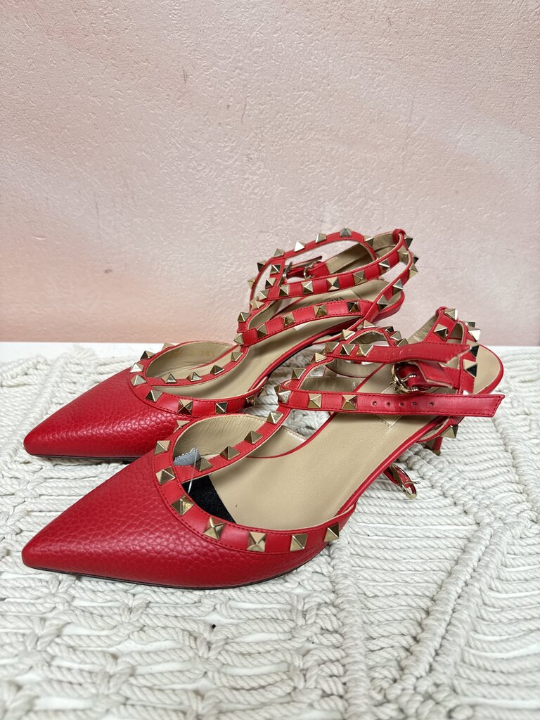 Valentino Red Rockstud Ankle Strap Pump w/Box