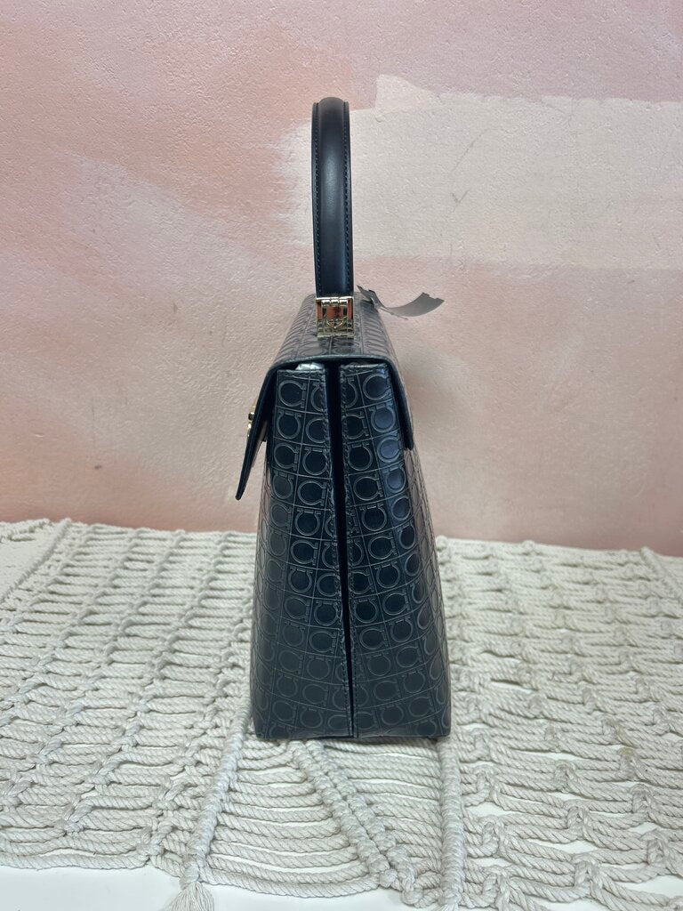 Ferragamo Black Iconic Top Handle Satchel w/Dustbag