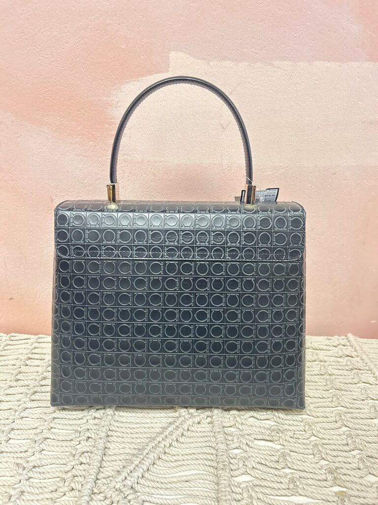 Ferragamo Black Iconic Top Handle Satchel w/Dustbag