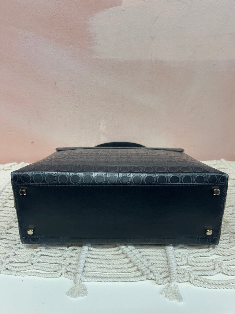 Ferragamo Black Iconic Top Handle Satchel w/Dustbag