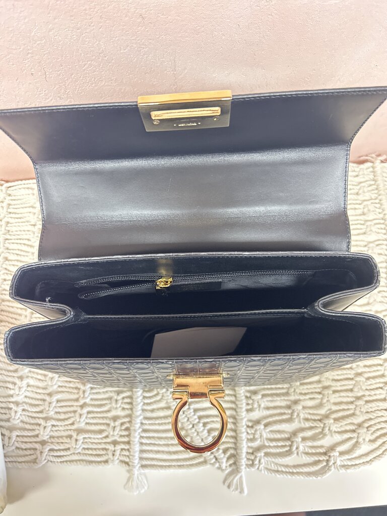 Ferragamo Black Iconic Top Handle Satchel w/Dustbag