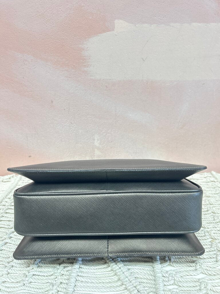 Ferragamo Pewter Iconic Top Handle Satchel w/Dustbag