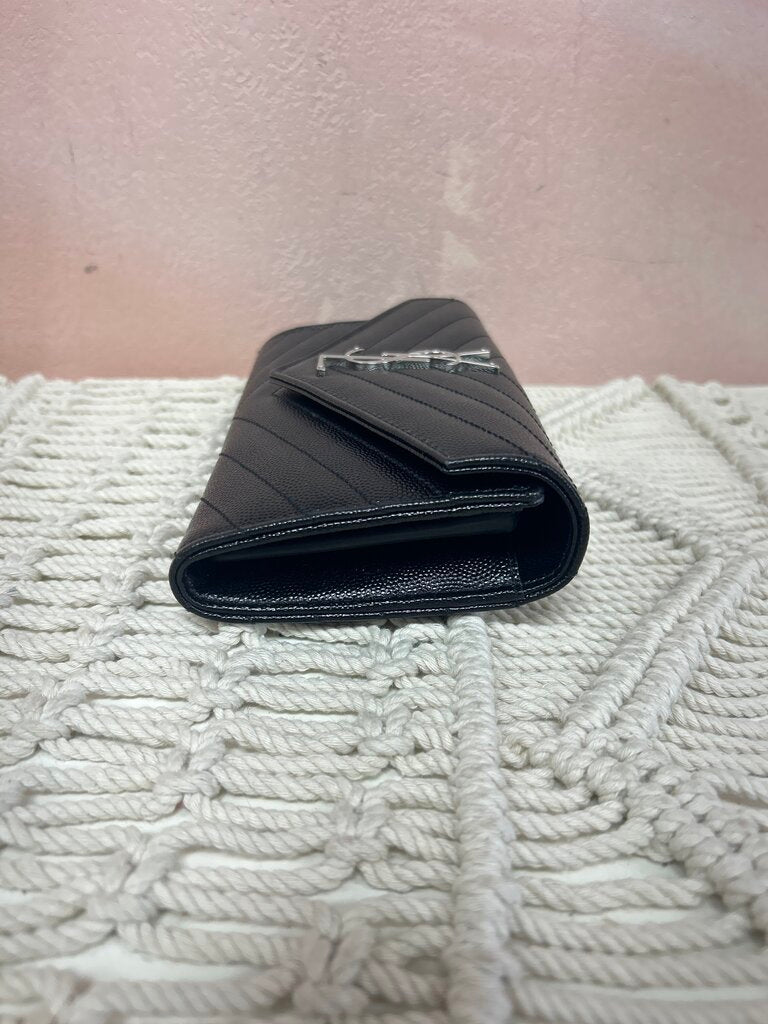 YSL Black Cassandre Matelasse Large Flap Wallet w/Box