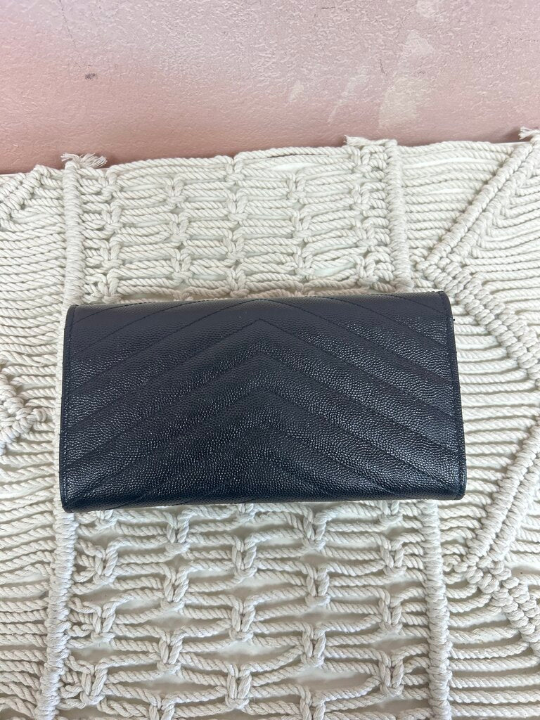 YSL Black Cassandre Matelasse Large Flap Wallet w/Box