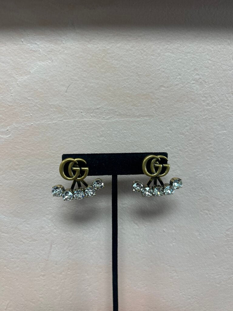 Gucci Crystal Double G Earrings (can be worn as a stud as well) w/Dustbag