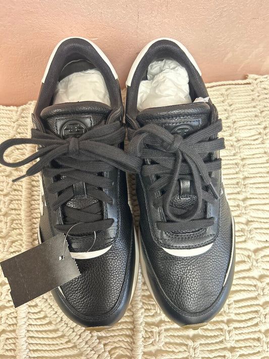 Tory Burch Black Leather Logo Sneaker w/Box