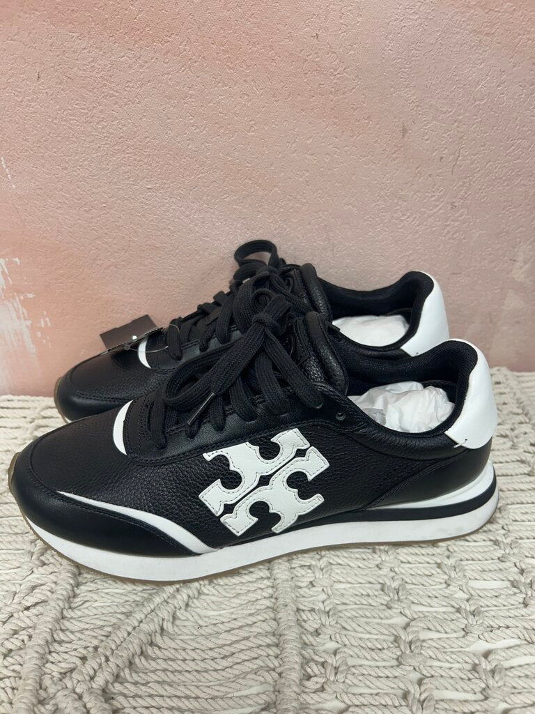 Tory Burch Black Leather Logo Sneaker w/Box