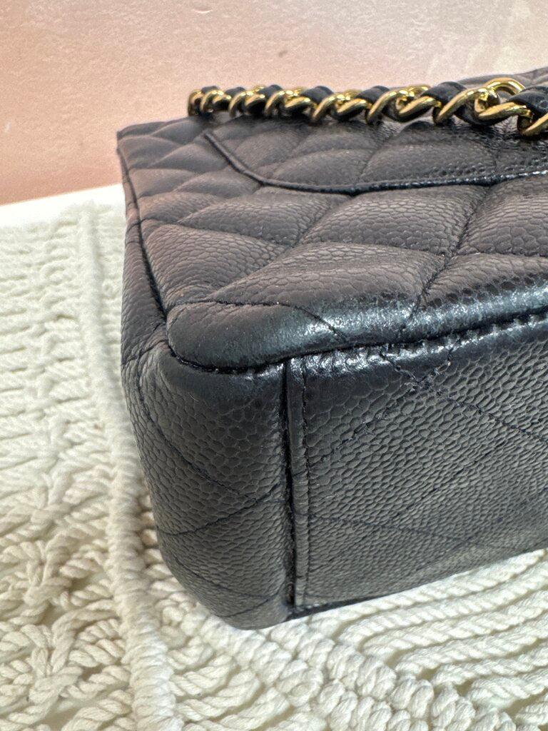 Chanel Black Maxi Double Flap Classic Caviar Shoulder Bag w/Dustbag '10-'11