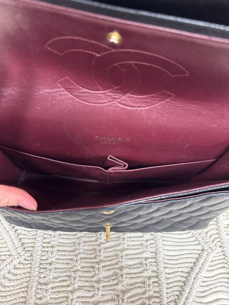 Chanel Black Maxi Double Flap Classic Caviar Shoulder Bag w/Dustbag '10-'11