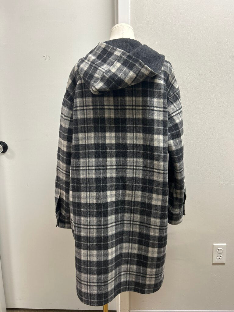 rag & bone Grey Plaid Wool Overcoat
