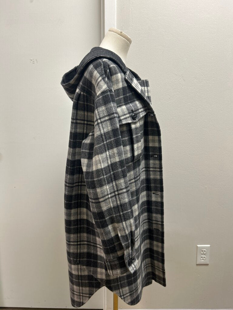 rag & bone Grey Plaid Wool Overcoat