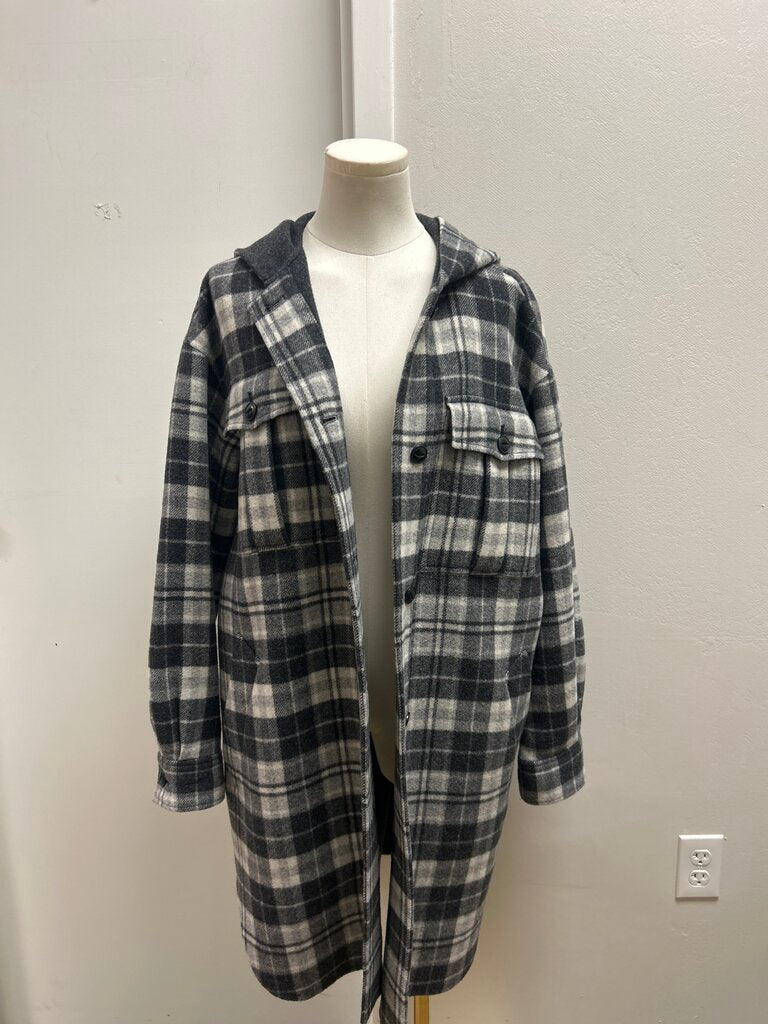 rag & bone Grey Plaid Wool Overcoat