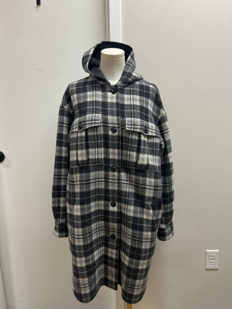 rag & bone Grey Plaid Wool Overcoat