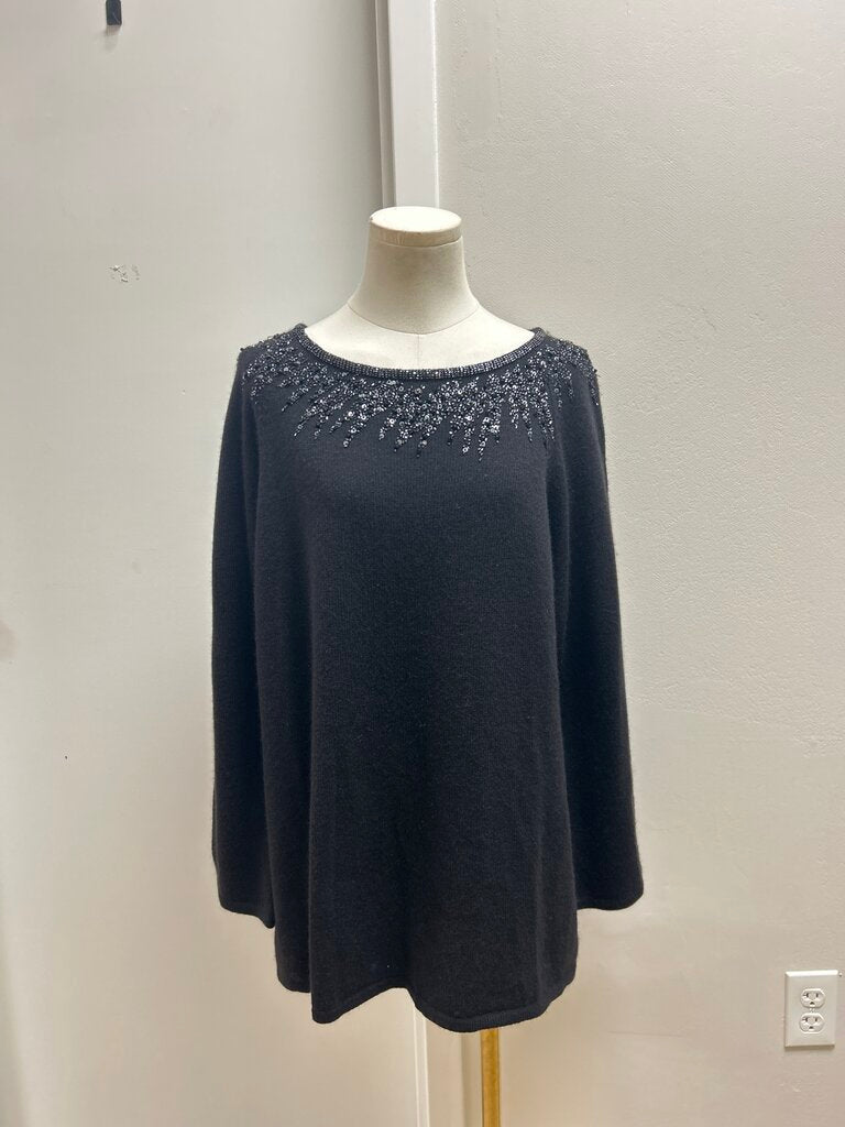 Saks Fifth Ave Black Embellished Cashmere Sweater NWT